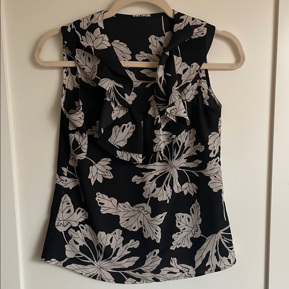 Floral Black and White Women's Top